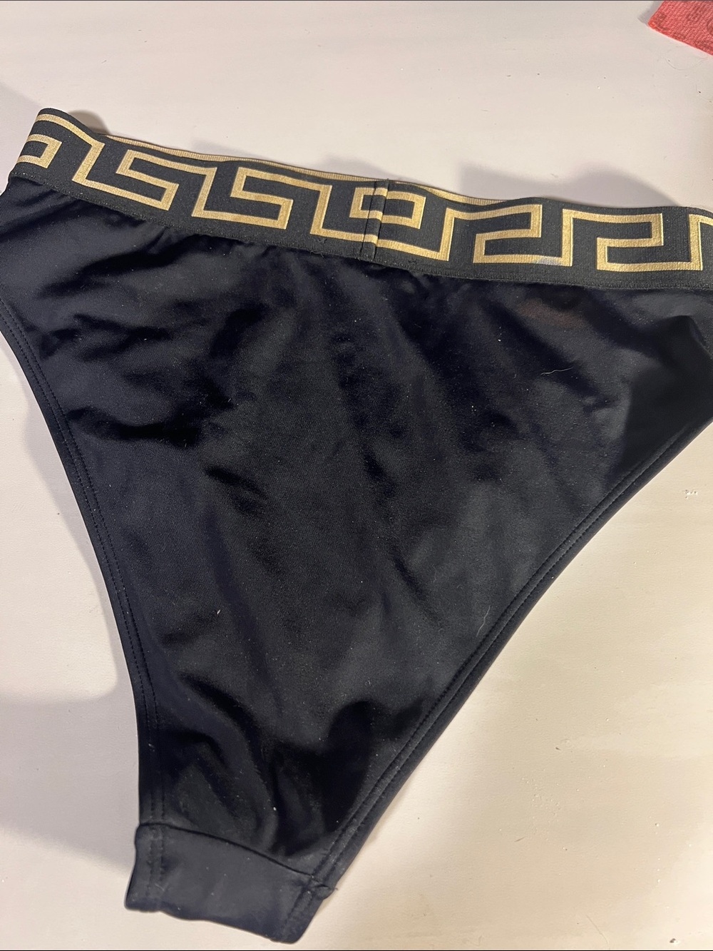 Versace Black and Gold Swim Briefs with Greek Key - Picture 4 of 4